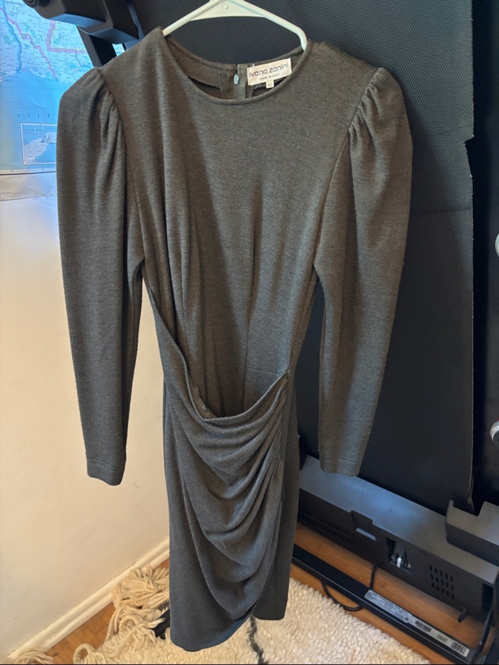 Vintage Italian Draped Long-Sleeve Dress